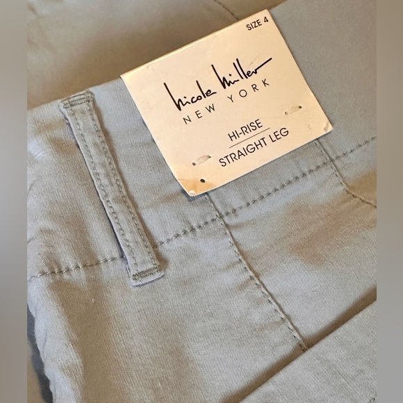 NWT Nicole Miller New York High-Rise Wide Leg Pants Size 4 Spring Blue Ankle - Picture 3 of 11